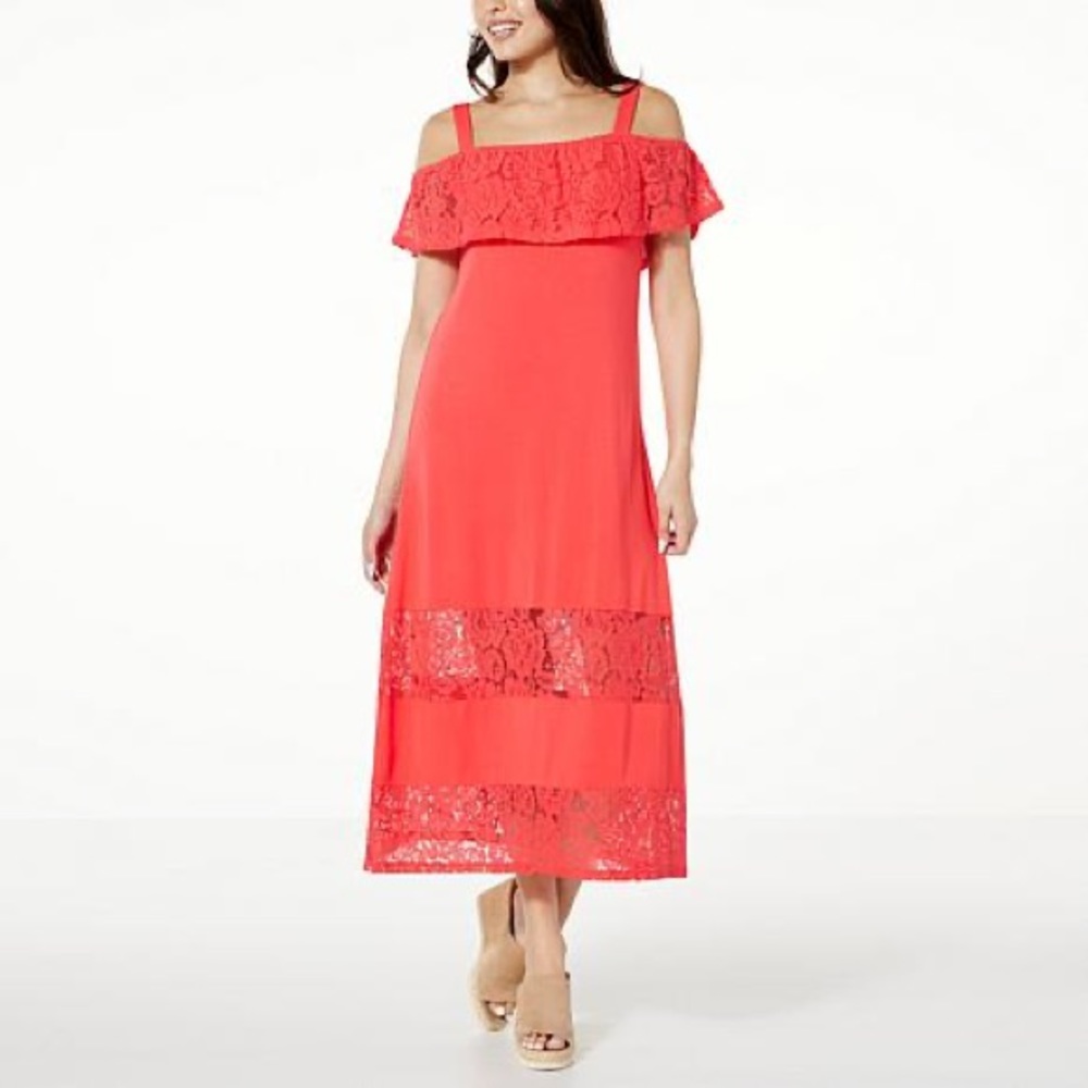 NWOT Colleen Lopez Lace Detail Maxi Dress